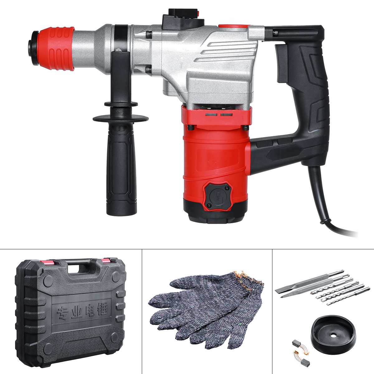 Electric Rotary Hammer 2000W Multifunction Electric Hammer Impact Power Drill Tool Kits 33000BPM 220V Powerful Hammer