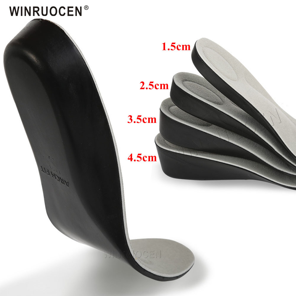 Height increase insoles for men/women 1.5-4.5cm invisiable arch support orthopedic insoles shock absorption pu material insole