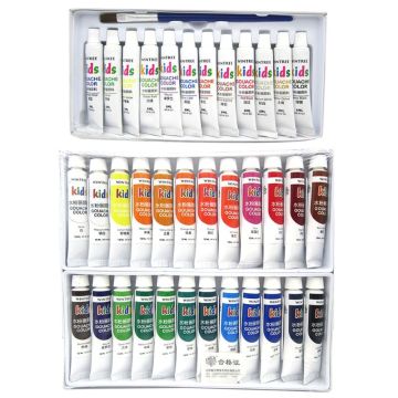 Gouache Paint Set 12 Vibrant Colors in Tubes Easy Convenient to Mix with Great Results