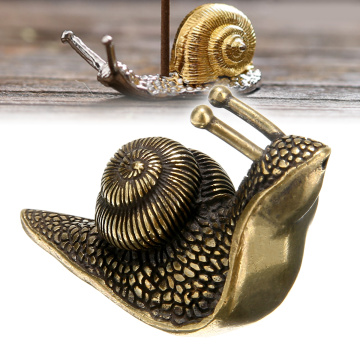 37mm Small Lifelike Brass Snail Statue Mini Snail Collection Ornament Props for Home Office Desk Decor