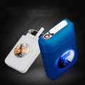New USB recharge lighter and cigarette box case Creative Graphic LED display USB charging Windproof flameless Electronic lighter