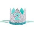 1 Pc New Creative Cute Boys 1st Birthday Silver Blue Gold Crown Kids Golden Blue Birthday Boy for Cake Smash Birthday Party Hat