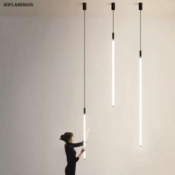 NEW Nordic minimalist living room INS fashion LED Pendant lamps bedroom bedside strip light column LED chandelier