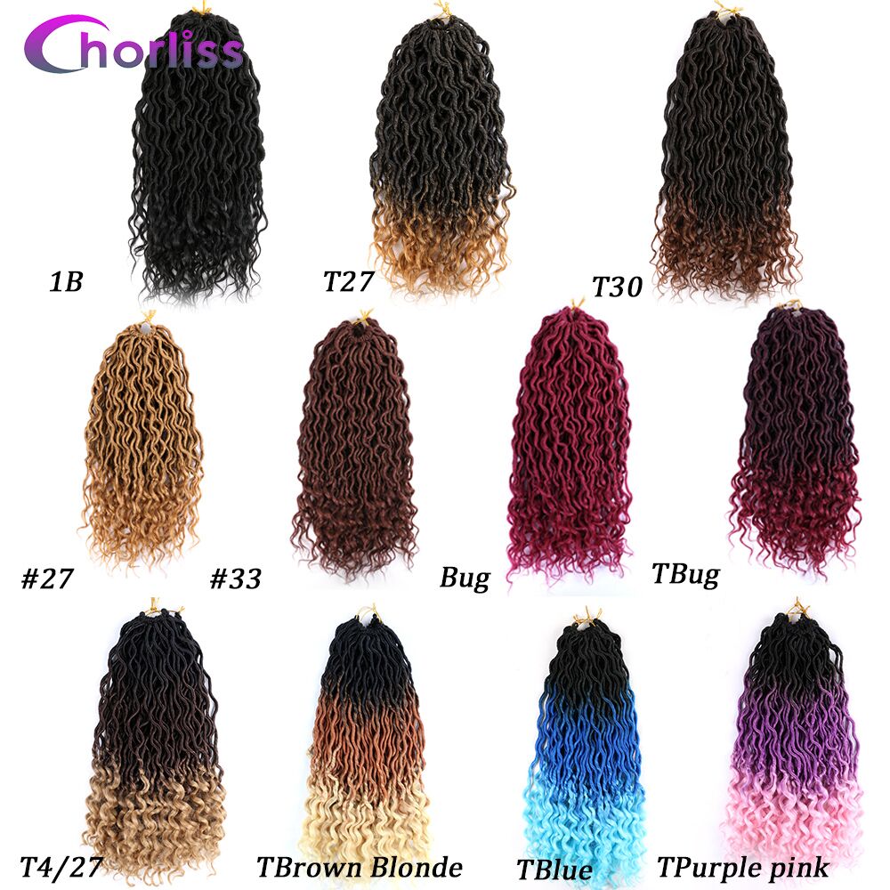 Long Wave Faux Locs Crochet Braids Hair Ombre Black BUG Dreadlocks High Temperatu Fiber Synthetic Twist Braid Hair For Women20