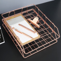 Gold Metal File Tray Desk Accessorie Magazine Holder Handmade Overlayabl File Office Organizer Layering Paper Storage Paper Tray