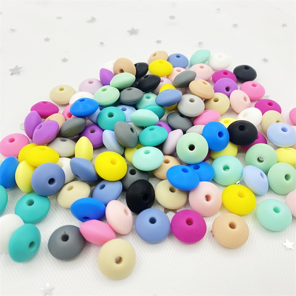 50pcs Lentil Silicone Beads 12mm Food Grade Rodent DIY Baby Pendant Necklace Baby Teether Charms Newborn Nursing Accessory