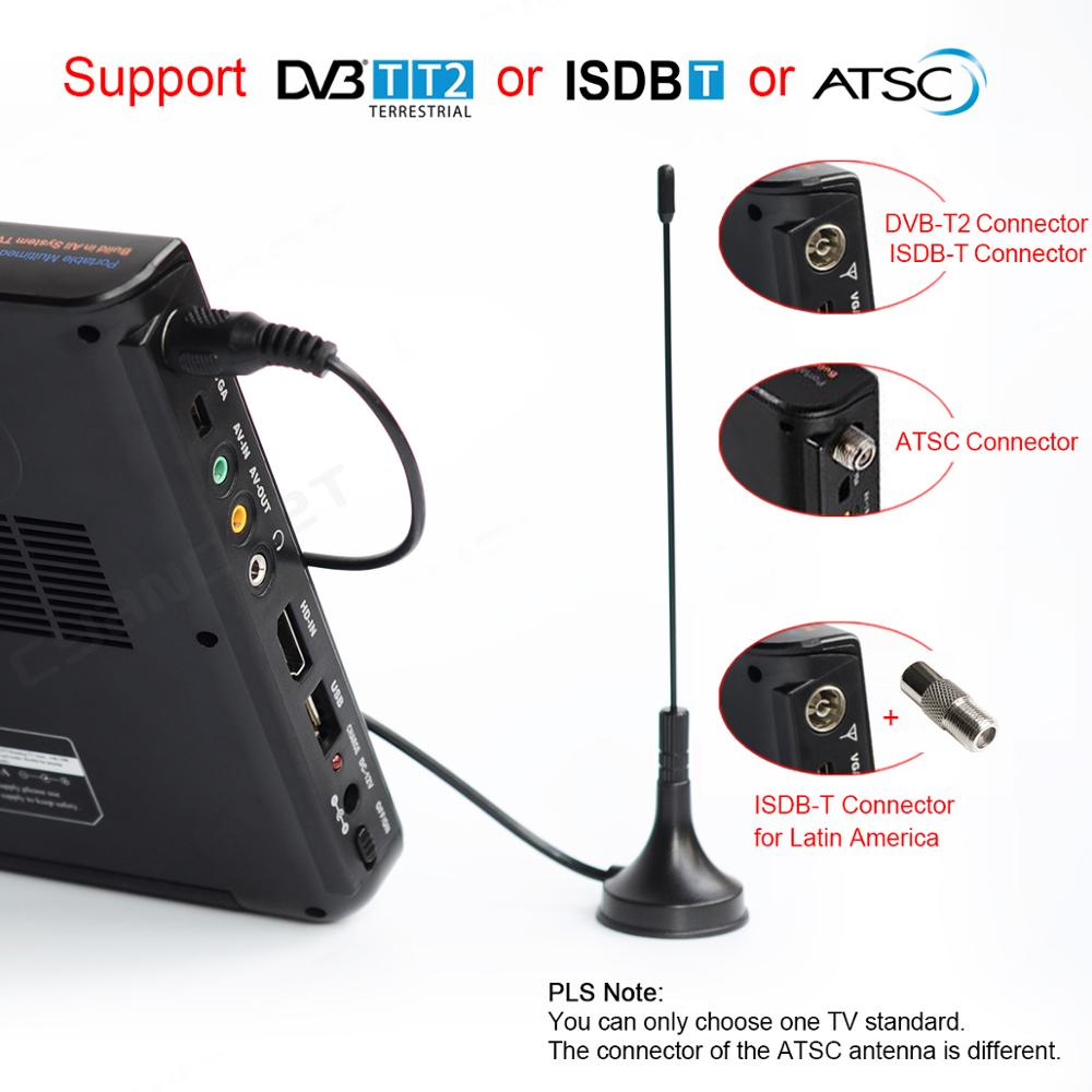 LEADSTAR 10 inch HD Portable TV DVB-T2 ATSC ISDB-T tdt Digital and Analog mini small Car Television Support USB SD MP4 H.265 AC3
