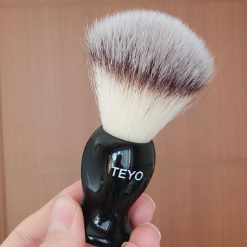 TEYO Synthetic Fiber Shaving Brush of Black Resin Handle Perfect for Man Wet Shave Cream Safety Double Edge Razor Beard Tool