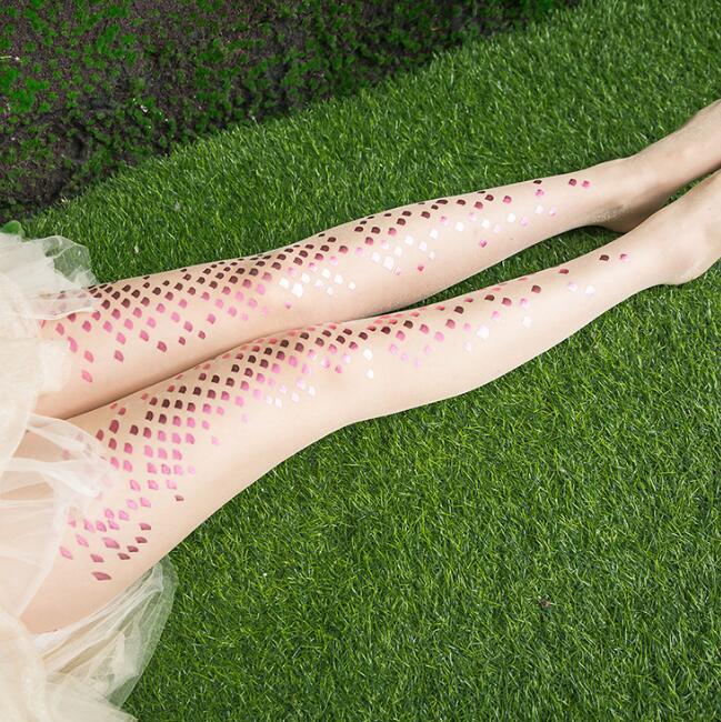 Hot Sale Fashion Sexy Women's Beige Transparent Pantyhose Summer Printed Fish scales Stocking Lady Female Stockings 5 Color