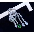 vintage palace 925 sterling silver with cubic zircon bowknot brooch tassels fine women jewelry free shipping