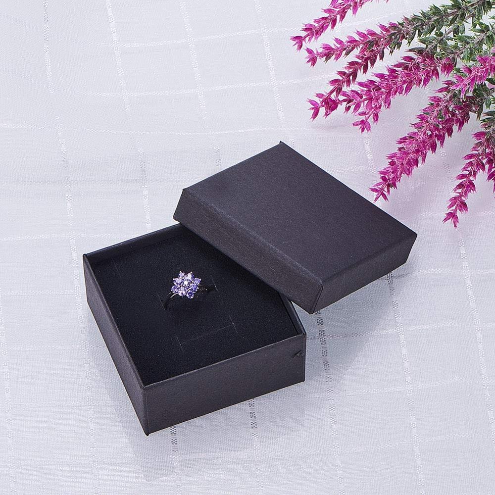 Square/Rectangle Jewelry Organizer Box For Earrings Necklace Bracelet Display Gift Box Holder Packaging Cardboard Boxes Black
