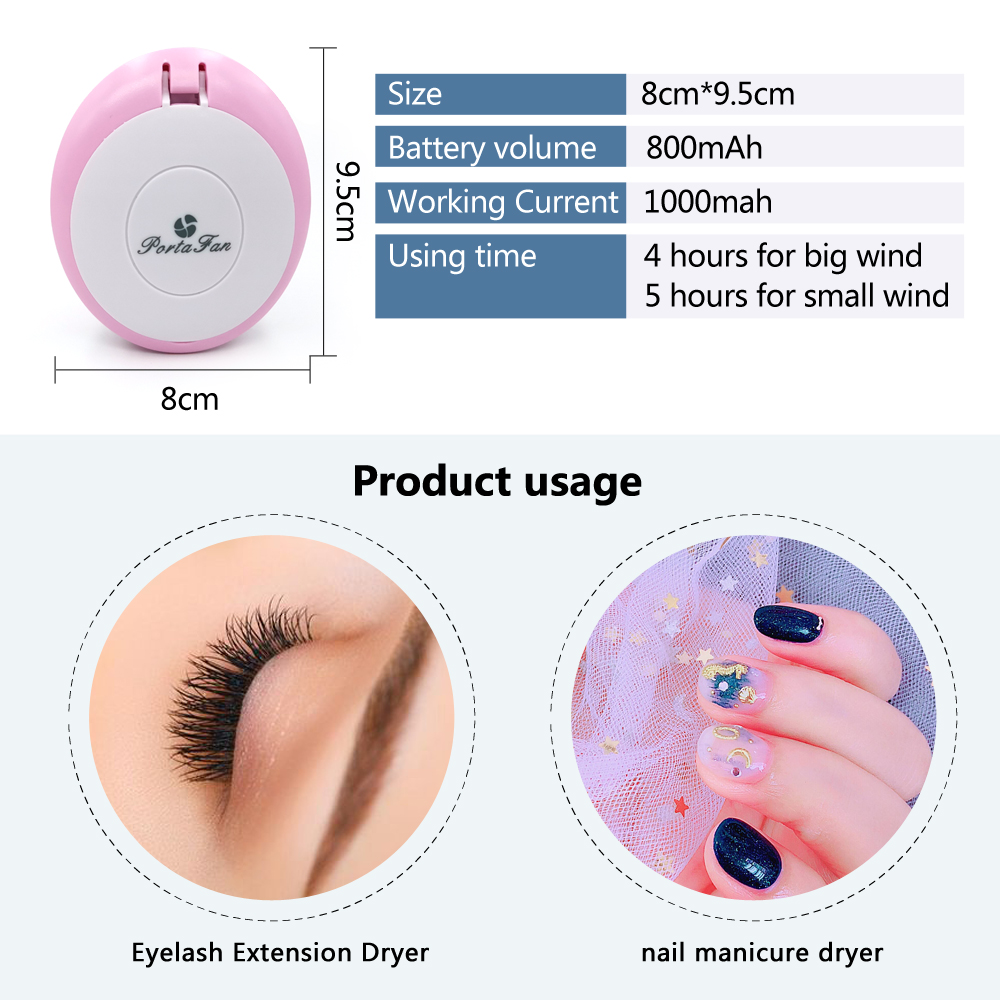 False Eyelashes Eyelash dryer Mini USB Fan Air Conditioning Blower Eyelash Extension Tools 1 PCS Rechargeable Fan