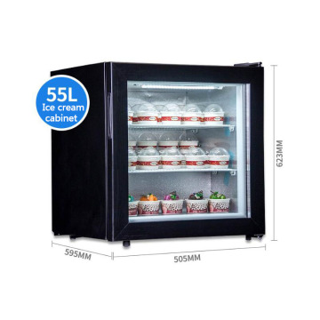 55L 220V Mini Vertical Freezer Display Cabinet Small Household Refrigerator Commercial Glass Haagen-Dazs Ice Cream Freezer