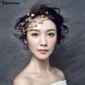 Sweet Handmade Bridal Wedding Hair Accessories Gold Metal Leaves Tiara Bride Headband Hairpins Hairband Forehead Hair Jewelry