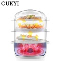 CUKYI 3 layer Household Electric Steamer Food Cooker Steamed Egg 6 Gear Timer Boiler Breakfast Machine Automatic Power Off