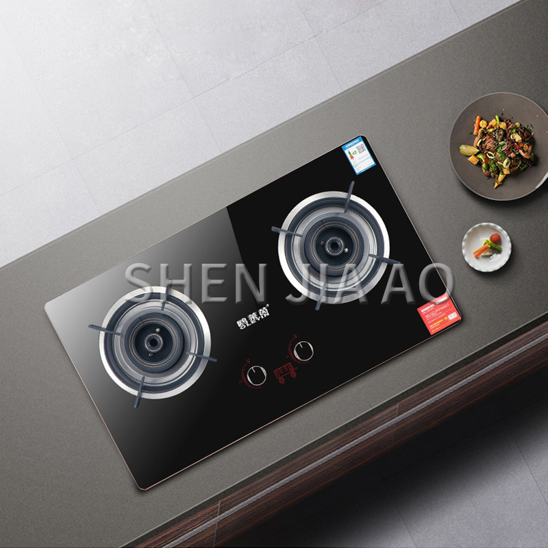 Gas cooktops Touch intelligent timing gas stove Double-hole stove embedded home desktop cooker natural liquefied gas stove