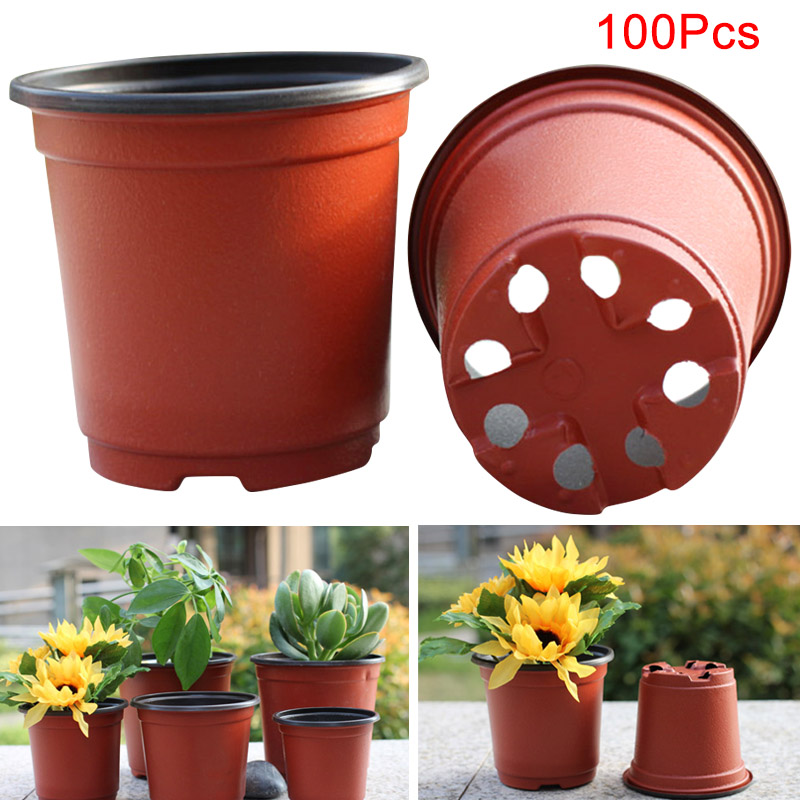 100pcs Plastic Nursery Pot Double Color Plant Seedling Holder Raising Nutrition Block Pots JAN88