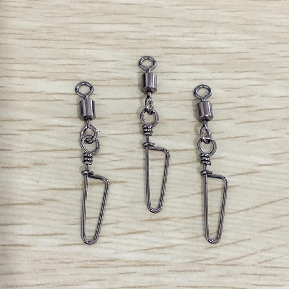 20cs/Lot Strengthen Fishing Connector Pin Bearing Rolling Swivel Stainless Steel With Snap Fishhook Lure Accessorie Tackle