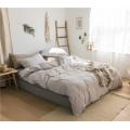 4Pcs Queen King 100% Washed Cotton Duvet Cover Bed sheet Bedding set Ultra Soft and Easy Care Simple Shabby Grey Bedding Sets