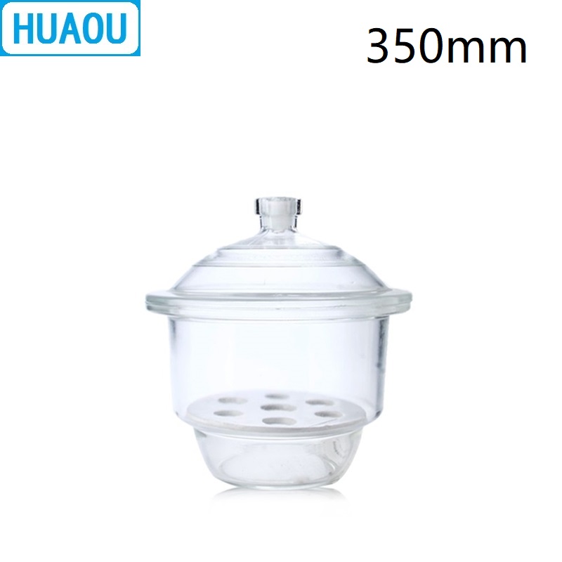 HUAOU 350mm Desiccator with Porcelain Plate Clear Glass Laboratory Drying Equipment