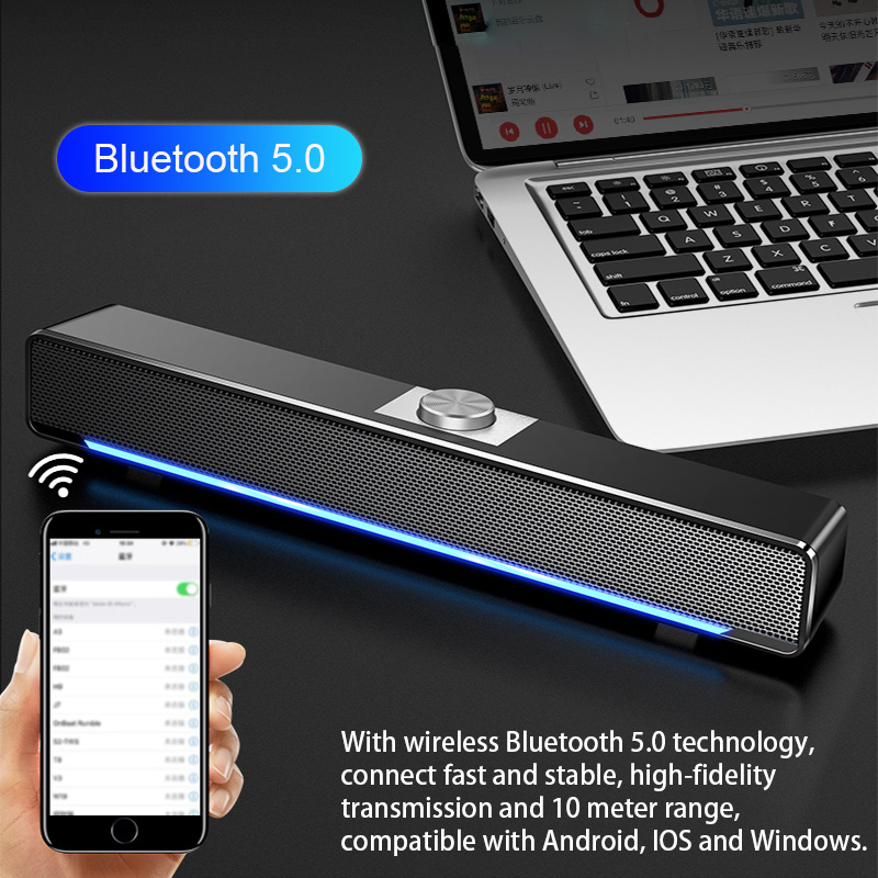 2021 LED TV Sound Bar AUX Wired Wireless Bluetooth Speaker Home Theater Surround SoundBar for PC TV Speakers for Computer