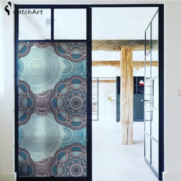 Window Cling Stained Glass Window Film Decorative Window Film Vinyl Non Adhesive Privacy Film, for Bathroom Shower Door