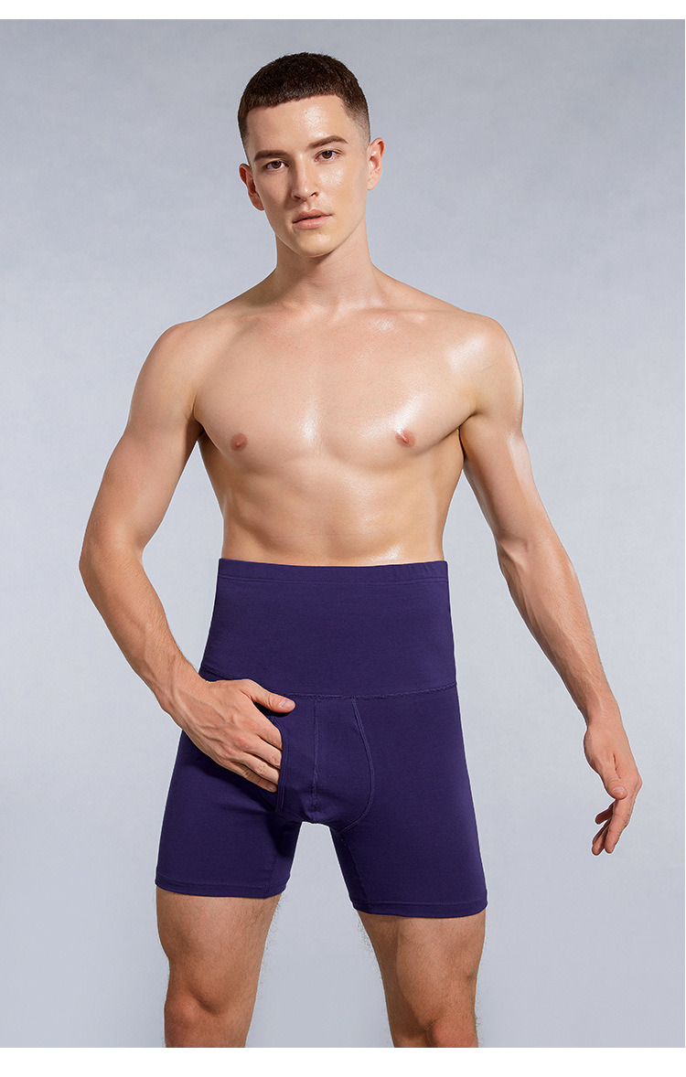 2 Pairs of pure cotton thermal insulation + men's briefs with high waist and abdomen lengthening sport boxers