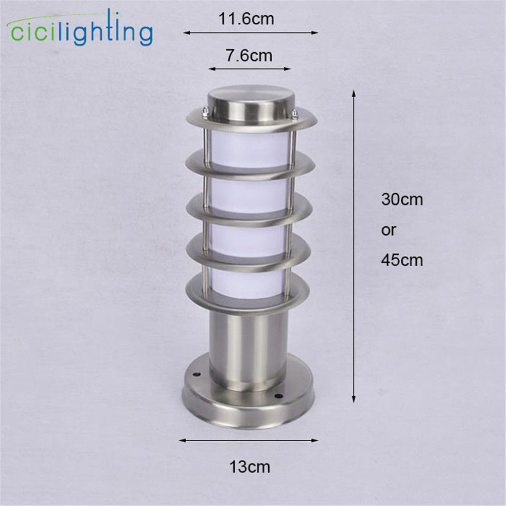 Outdoor Waterproof Path Light,L30cm L45cm Stainless Steel + White Acrylic Shade Outdoor Post Lamp,Rust-proof E27 Pillar Lighting