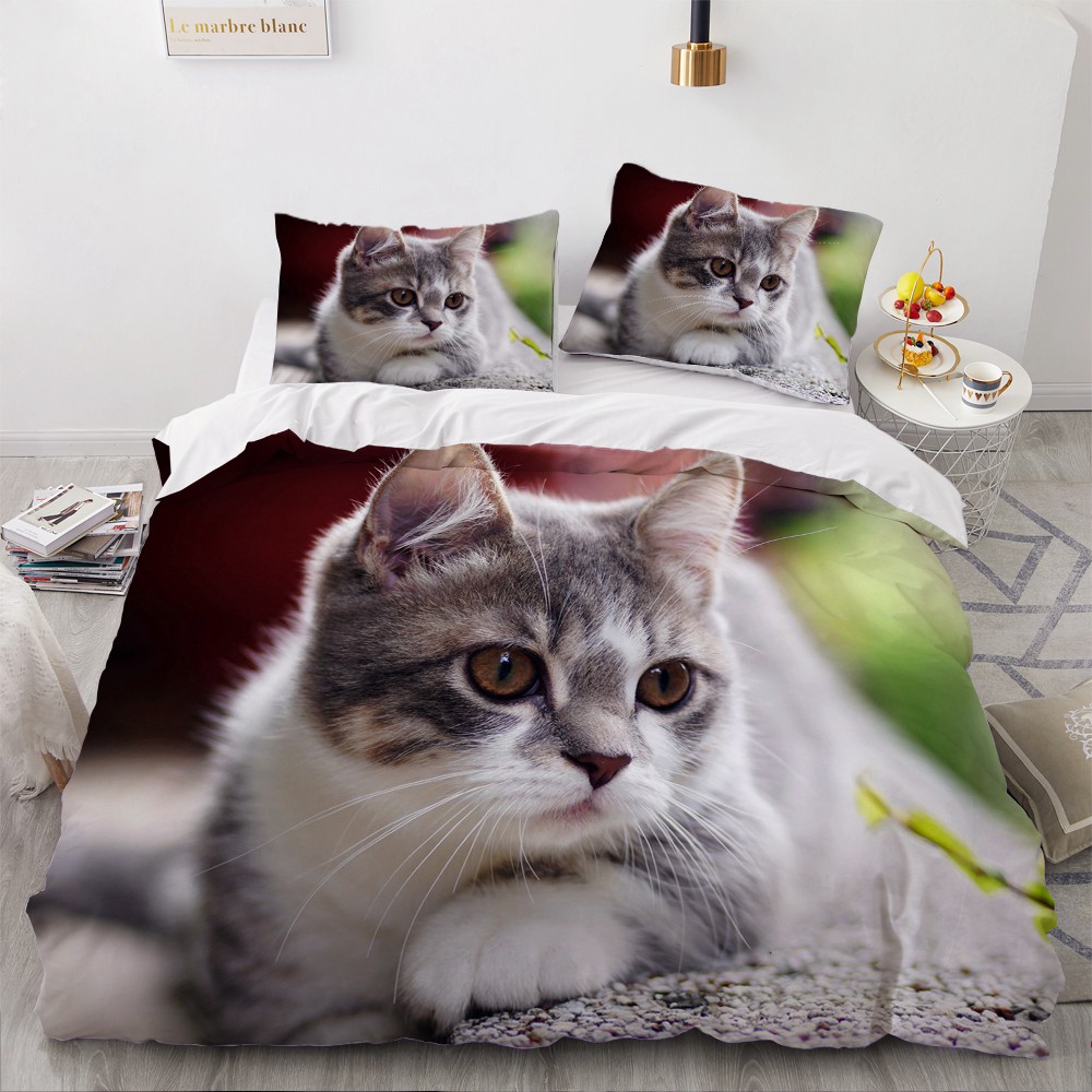 3D Bedding Sets Red Duvet Quilt Cover Set Comforter Bed Linen Pillowcase King Queen 173*230cm Size Dogs Pet Dog Cat Design