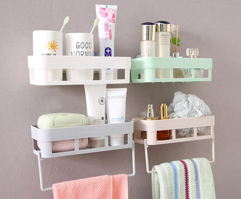 Bathroom Rack Towel Hanger Shampoo Shower Shelf Soap Holder Holder Kitchen Storage Organizer Wall Decoration