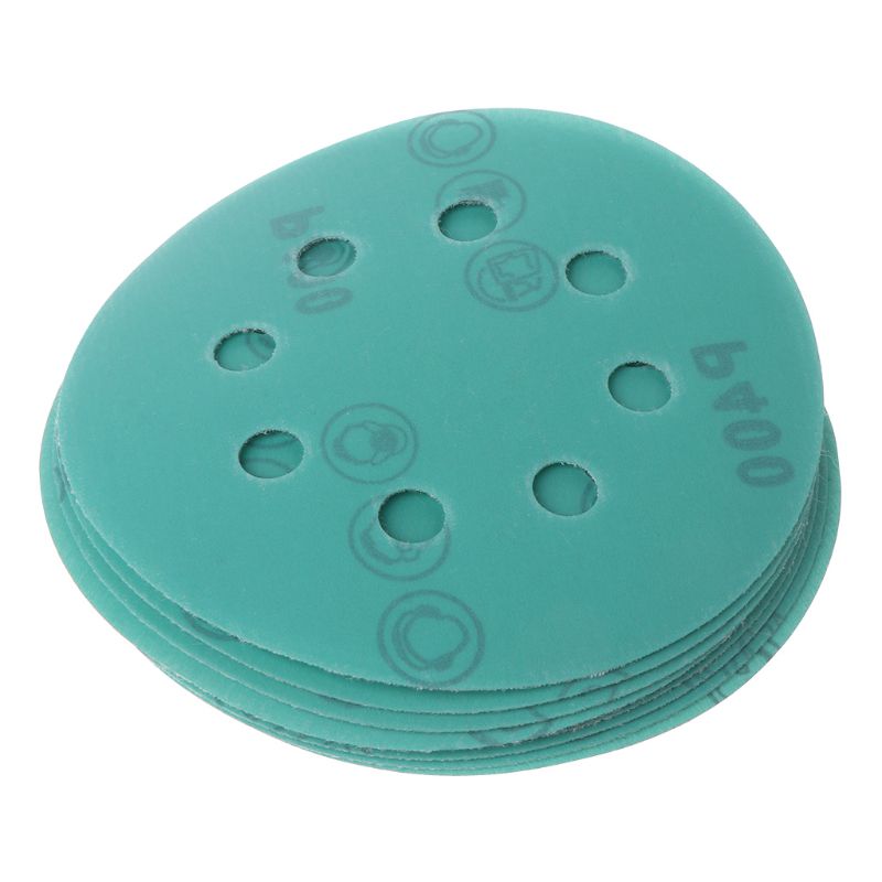 10pcsProfessional Anti Clog 125mm Sandpaper 5" Polyester Film Sanding Disc Wet and Dry Hook and Loop Abrasive with Grits 60~2000