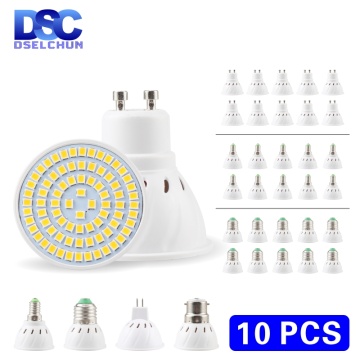 10pcs Lampada LED Spotlight Bulb E27 E14 MR16 GU10 B22 220V Bombillas LED Lamp 48 60 80 LED 2835 SMD Lampara Spot Light 3w 4w 5w