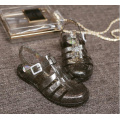 Sandals Female Summer Crystal Jelly Shoes Flat with Hole Shoes Plastic Rubber Beach Shoes Baotou Transparent Buckle Hard-wearing
