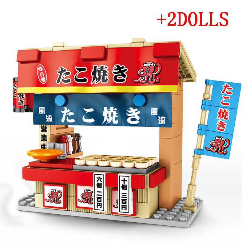 2020 City Creator Mini Street View Barbecue Shop Sushi Shop Shaved Ice Shop Ramen Museum Building Blocks Bricks Kids Toys Gift