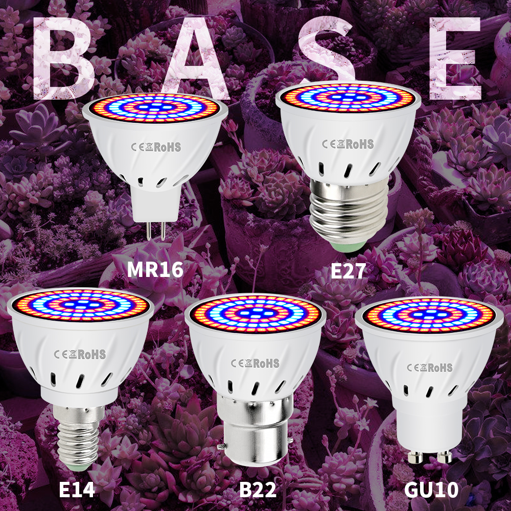 E27 LED Grow Light Full Spectrum 220V E14 Growing Lamps GU5.3 Growth Bulb GU10 Phyto-Lamp For Plants Flower Seedling Cultivation