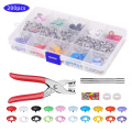 200PCS/Set Grommet Tool Kit Eye Button Hollow Color Five-Prong Snap Button Set For Baby Childrens Clothing Sewing And Crafting