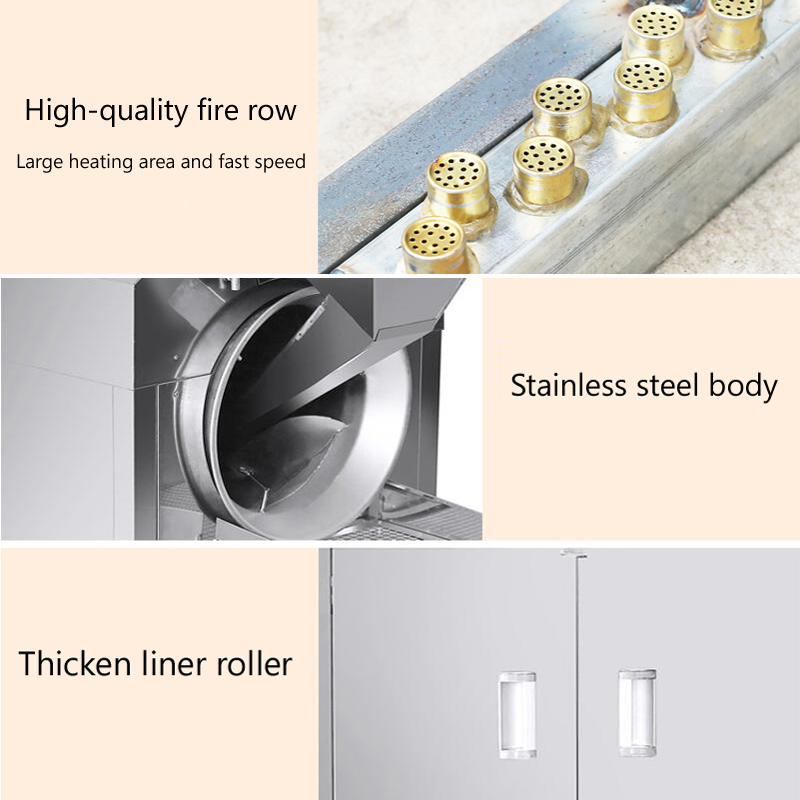 Gas Heating Nuts Roasting Machine For Peanut And Cashew Macadamia Chickpeas Stainless Steel Nut Baking Machine