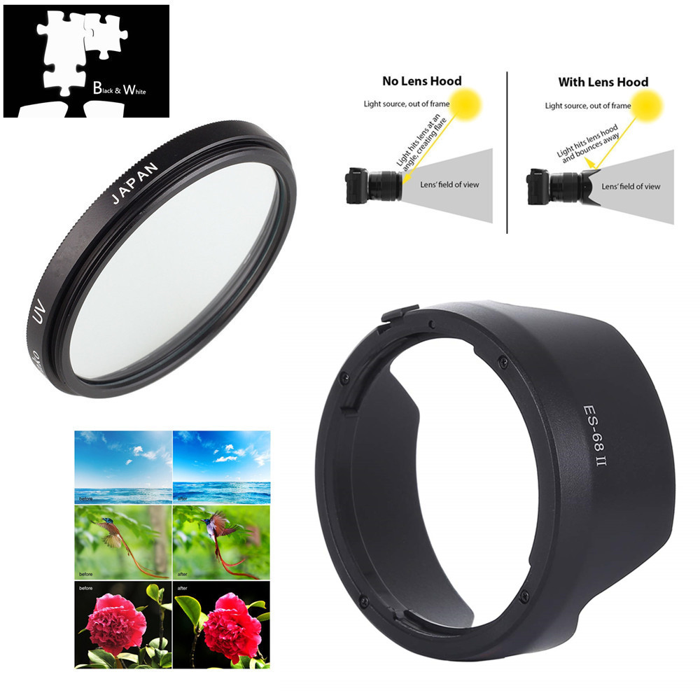 49mm UV Filter Lens Hood for Canon EF 50mm f/1.8 STM Lens EOS 6D Mark II 80D 77D 70D 60D 800D 750D 760D 700D 1300D 4000D 2000D