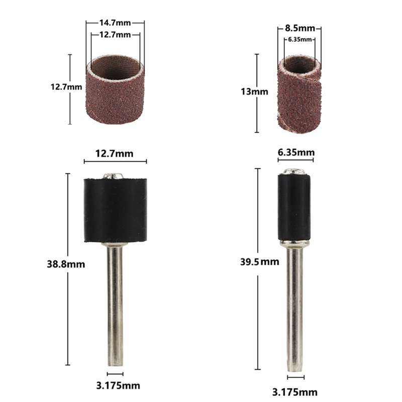 XCAN Sanding Drum Set #80#100#120 Grit with 6.35mm 12.7mm Sanding Mandrel for Dremel Rotary Tools Abrasive Tools Sanding Bands