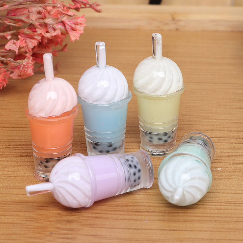 5pcs Bubble Tea Model Ice-cream Drinks Pearl Milk Tea Doll Food Toy Accessories 1/12 Dollhouse Miniature