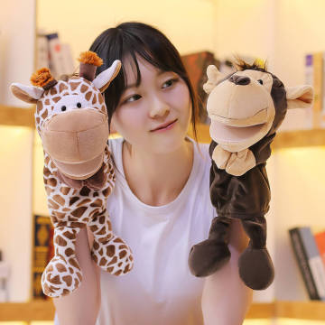 24 Styles Forest Animal Hand Puppet Soft Baby Plush Toy Giraffe Lion Monkey Mouth Can Move Toys Toddler Kids Stories Props 35cm
