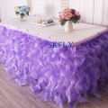 SK010H more colors custom made wedding ruffled red blue pink black blush lilac gold organza curly willow table skirt