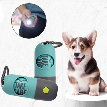 Degradable Dog Poop Bags Dispenser Portable LED Light Waste Bag Dispenser Fits For Pet Leash Outdoor Travel Dog Garbage Bags