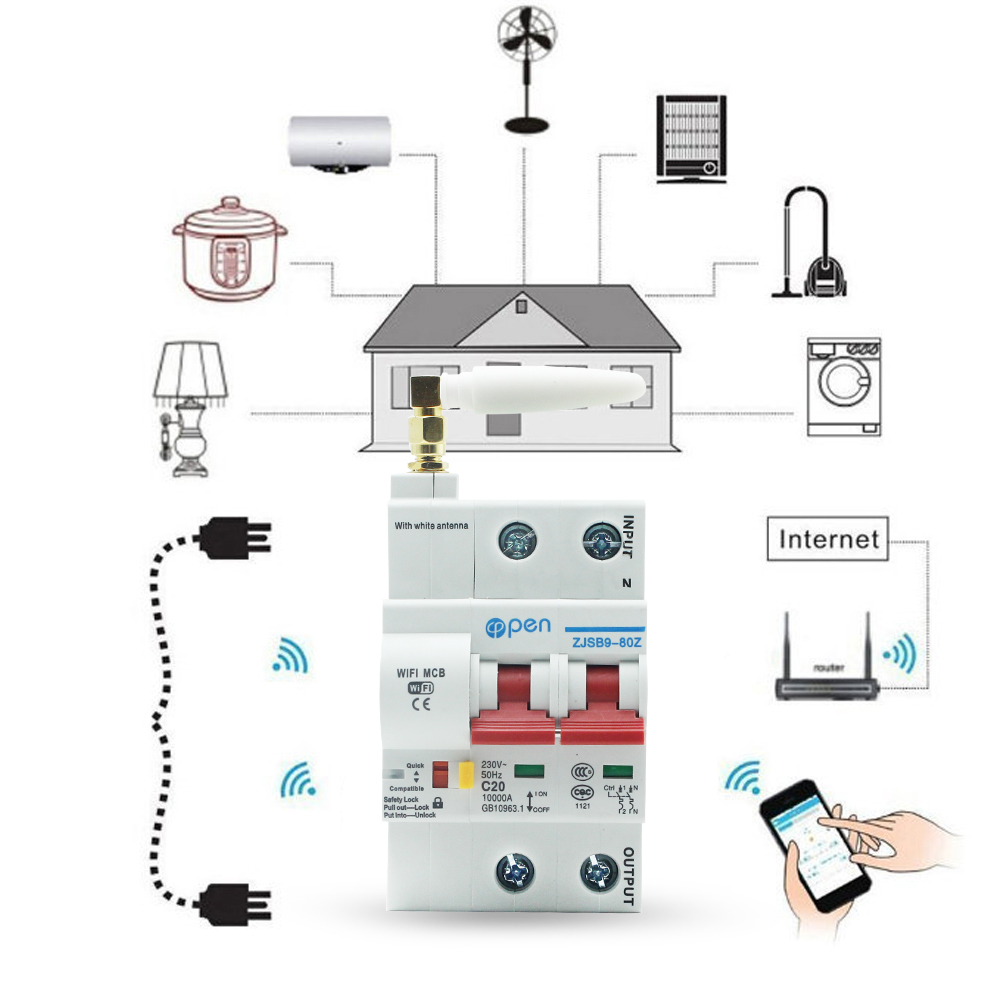 OPEN 2P Remote Control Wifi Circuit Breaker /Smart Switch/ Intelligent Automatic Recloser overload ,short circuit protection