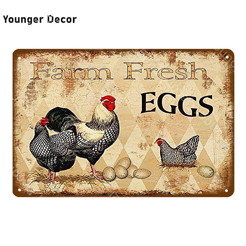 Farm Fresh Eggs Metal Poster Sweet Corn Tobacco Tomato Potato Wall Decor Chicken Art Painting Plaque Vintage Tin Signs YI-043