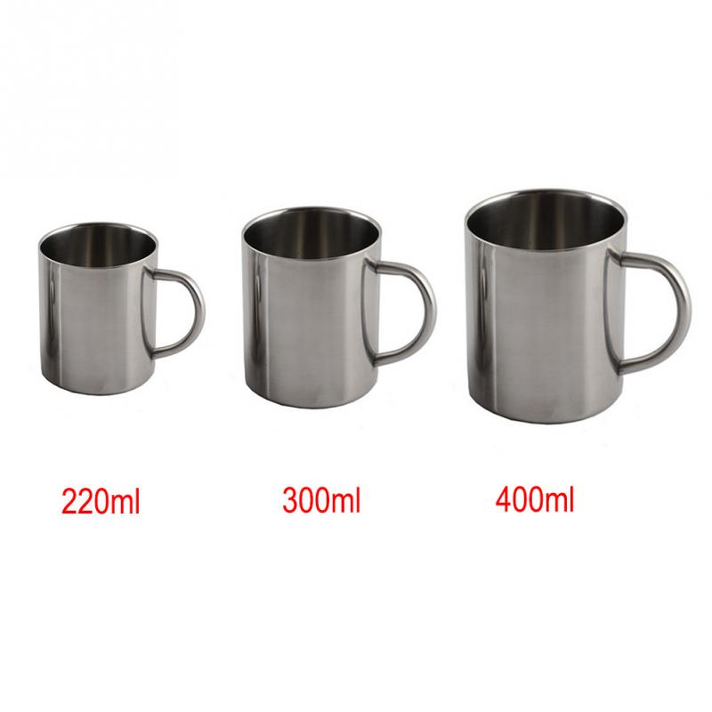 Portable Mug Cup with Handle Double Wall Stainless Steel Insulation Hot Mug Travel Camping Hiking Tumbler Coffee Mug Tea Cup