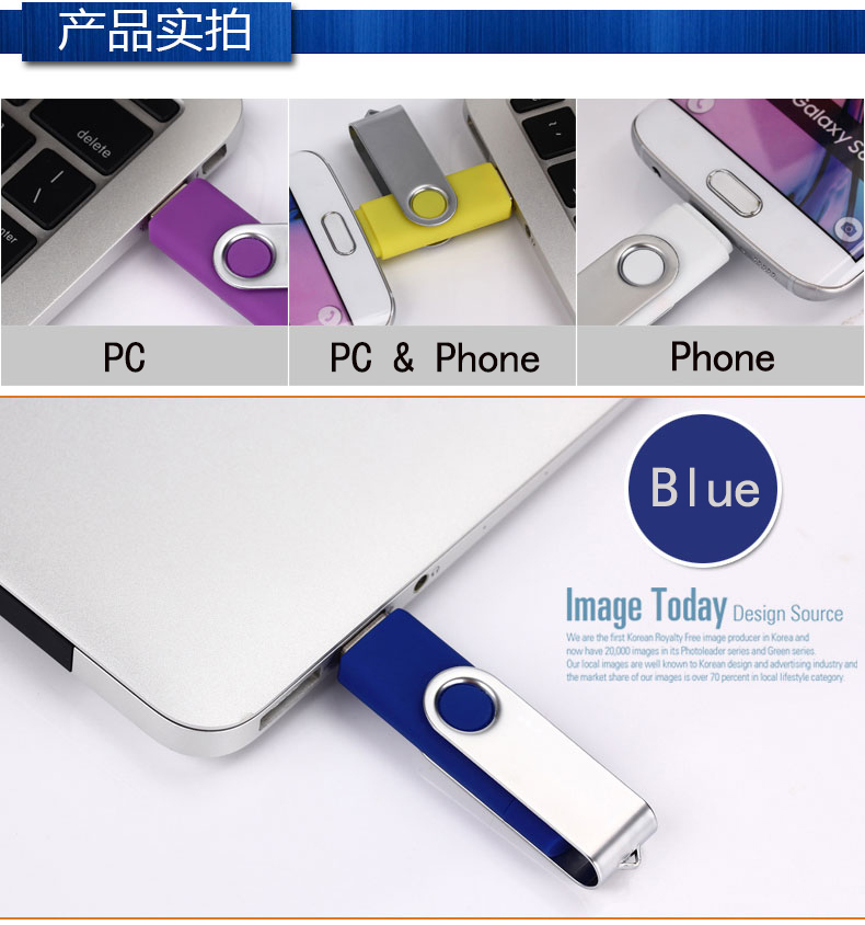 High Speed USB 2.0 OTG Pen drive 64GB Metal USB Flash Drive 128GB 32GB 16GB 8GB Double Use Pendrive Flash Drive