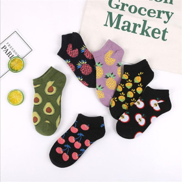 Korean Fresh Fruits Socks Lemon Avocado Pineapple Funny Socks Gardenias Banana Flamingos Plumerias Women Cute socks