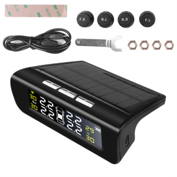 Solar energy auto tire pressure alarm Monitoring system digital Display TPMS Car security monitor low tire pressure alarm