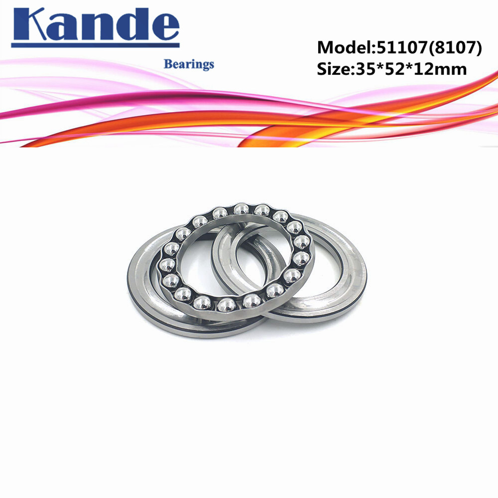 Kande 51107 8107 2pcs 35x52x12 ABEC-1 bearing Flat Thrust Ball Bearing Axial thrust bearing 8107